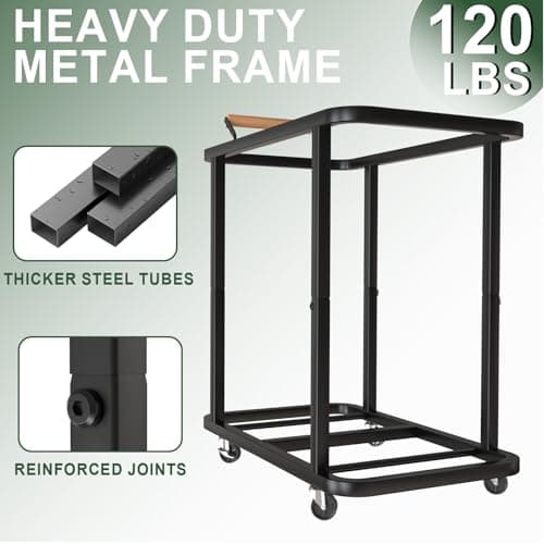 190L (50 Gal) Extra Large Fashion Laundry Hamper 2 Section with Lid, Rolling Laundry Basket Hamper with Handle, Laundry Organizer Storage Cart with Sturdy Metal Frame for Laundry Room, Hotel, black - Thumbnail 5