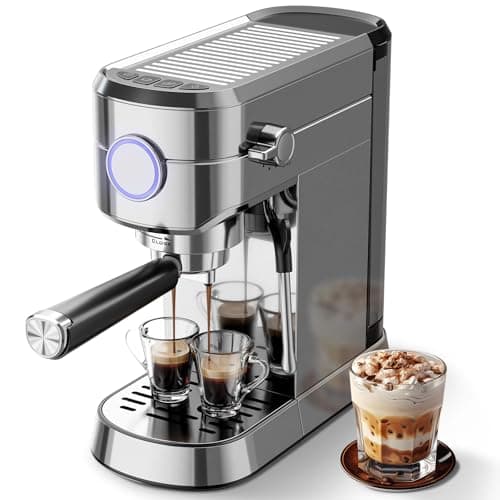 Crzoe 20 Bar Expresso Coffee Machines, Compact 1350W Espresso Machine with Milk Frother, Stainless Steel Cappuccino Machine with Fast Heating System, 1.2L Removable Water Tank, for Home&Office - Image 1