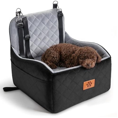 Dog Car Seat for Small Medium Dogs, Dog Booster Seat with Thick Comfort Foam for Pets Up to 35 lbs, Washable & Detachable Pet Cars Seat with Safety Tether, Storage Pockets, Universal Car Seatbelt Clip - Image 1
