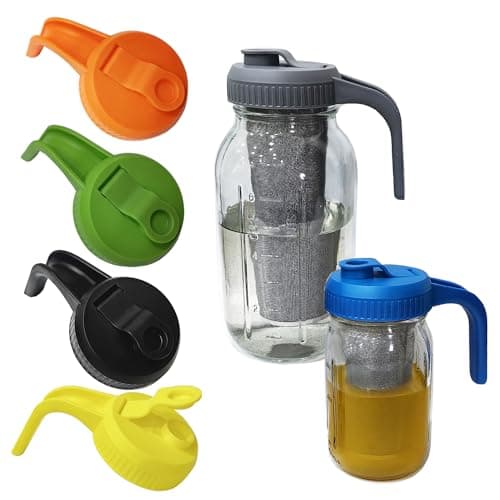 Mason Jar Pour Caps, Wide Mouth Leak Proof Lids for 64oz Mason Jars, 6 Pack (Jars Not Included，No ice bucket included) - Image 1