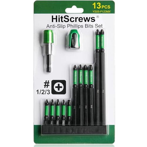 13 Pcs Mixed PH1, PH2, PH3 Magnetic Screwdriver Bits Set – New Anti-Slip Laser Etched Grips, Impact Resistant S2 Steel Phillips Bit Set, Includes Screwdriver Magnetizer and Magnetic Bit Holder