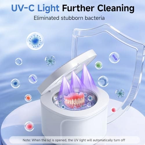 Ultrasonic Retainer Cleaner Machine, 45kHz Dental Cleaning Pod for Denture, Aligner, Nightguard, Mouth Guard, Toothbrush, Jewelry, with Digital Timer, 200ML & 4 Modes for All Dental Appliances - Thumbnail 4