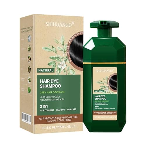 SHIHUANUO Black Hair Dye Shampoo 3 in 1 for Gray Hair Coverage, Herbal Ingredients Natural Shampoo Black Hair Dye for Women & Men/Ammonia-Free 520ml - Image 1