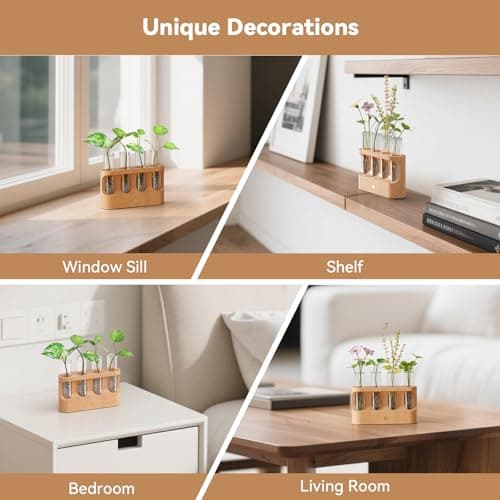 Lightalent Rechargeable Plant Propagation Station with Stepless LED Light, Wooden Stand & 4 Propagation Test Tubes, Hydroponic Plant Terrarium for Indoor Home Decor, Gift for Plant Lovers and Mothers - Thumbnail 5