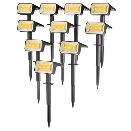 Fabrito Solar Spot Lights Outdoor 10 Pack, [108Leds, 4 Modes] Auto On/Off Spotlights, IP67 Waterproof Landscape Lights for Tree, Yard, Patio, Pool, Pathway, Driveway, Warm White - Image 1