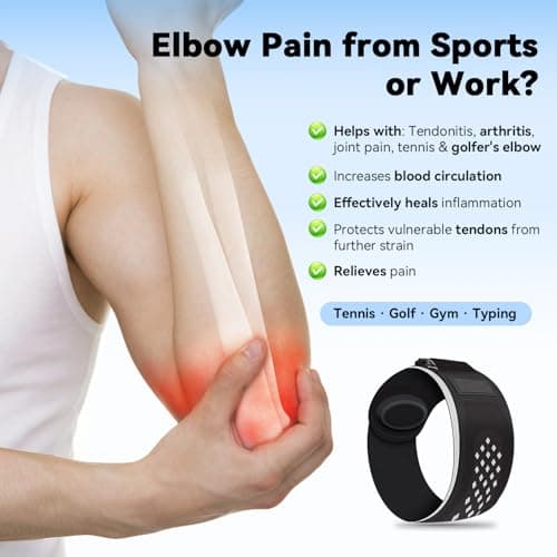 Goldeer Tennis Elbow Brace with 2 Pressure Gel Pad for Men Women, Lightweight Tennis Elbow Strap with Adjustable and Custom Fit Design for Tendonitis and Tennis & Golfers Elbow, Support for Sports(L) - Thumbnail 2
