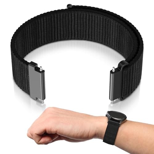 20mm Watch Band - Nylon Smart Watch Bands for Men in Black Color - Adjustable Size from 6.29 to 8.46 In, Durable Strap, Comfortable, Lightweight, Breathable | Compatible with Most Smartwatch Models - Image 1