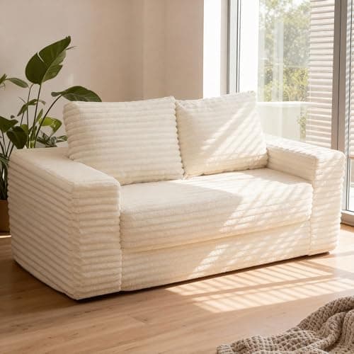 HABUTWAY Convertible Folding Sofa Bed Couch,3 in 1 Pull Out Couch Bed,Loveseat Sleeper Sofa Bed,Boneless Couches with Pillows for Living Room Bedroom, Beige - Image 1