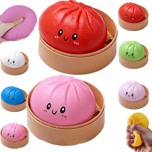 Mystery Dumpling Squishy, 4 Inch Jumbo Dumpling Stress Ball, Squishy Bun, Anxiety Relief Fidget, Soft Squeeze Decompression Dough for Adults Classroom Prizes & Party Favors