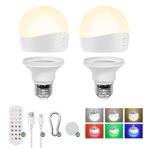 HISTAR Rechargeable Light Bulbs, 2500mAh Wireless Battery Operated Light Bulb for Lamps Cordless with Remote, Dimmable,3 CCT, RGB with Timer and Magnet, Night Light, Camping Light - Image 1