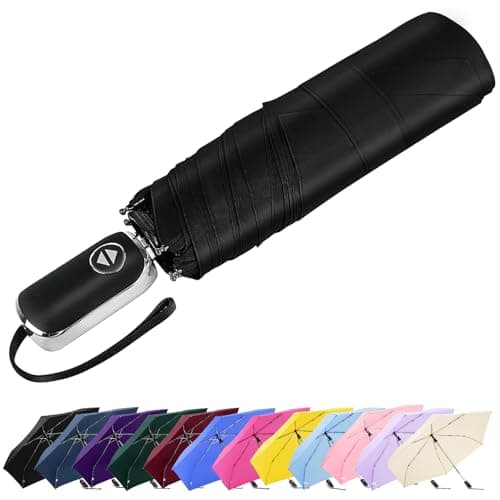 Lejorain Mini Automatic Umbrella for Travel - Flat Compact Folding Umbrella Lightweight Portable Umbrellas for Rain Paraguas