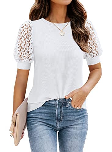 DOROSE Womens Summer Tops Business Casual Blouses Loose Shirts White XL - Image 1