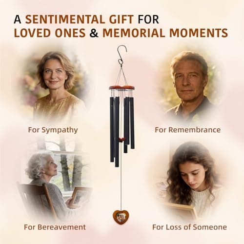 Personalized Dog Memorial Gifts for Loss of Dog, 32 Inch Wind Chimes with Wooden Photo Frame, Sympathy Windchime Outdoors for Loss of Loved One, Pet Memorial Gifts for Dogs, Cats - Thumbnail 5