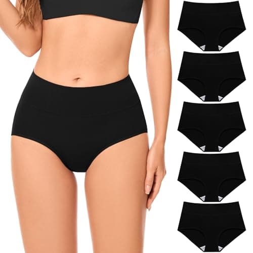 CleainKorte Womens Cotton Underwear High Waisted Briefs Full Coverage Soft Ladies Panties Multipack 5 Pack - Image 1