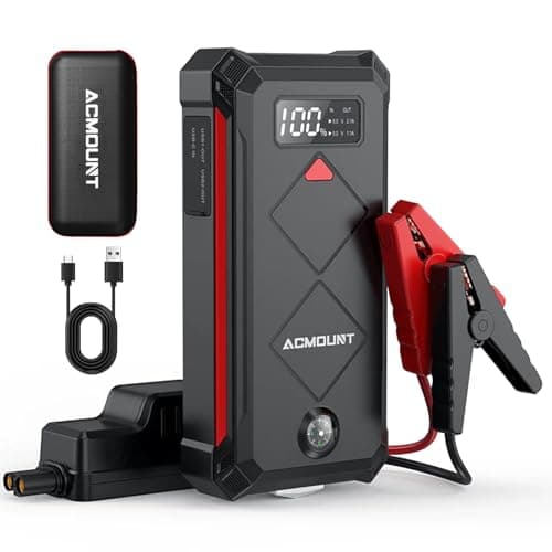 Acmount P100 Car Jump Starter, 5000A Peak Lithium Jump Starter Battery Pack for Up to 10.0L Gas or 8.0L Diesel Engine, Safe 12V Portable Battery Starter Power Pack with LED Screen & LED Light - Image 1