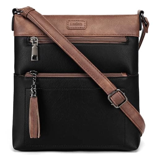 Kiss Sea Crossbody Purses for Women Trendy Crossbody Bags for Women Multi Pocket Cross Body Purse Black Brown - Image 1
