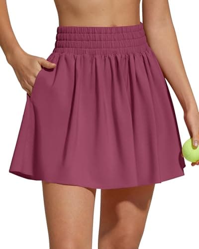 G4Free High Waisted Tennis Skirts for Women 15" Flowy Golf Skort Athletic Inner Shorts with 4 Pockets(Dark Burgundy,XS) - Image 1