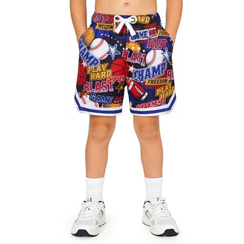Cozople Boys Baseball Shorts Steet Basketball Shorts Size 10 Moisture Wicking Running Shorts Casual School Sports Meet