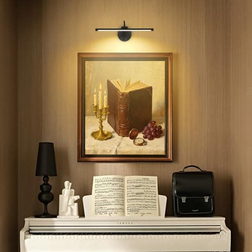 Wireless Picture Light, Magnetic Rechargeable LED Painting Light with Remote, Battery Operated Wall Art Light, 3 Color Temperatures, Dimmable Flexible Gooseneck Gallery Light for Frames, Black - Thumbnail 2