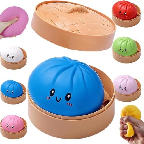 Mystery Dumpling Squishy, 4 Inch Jumbo Dumpling Stress Ball, Squishy Bun, Anxiety Relief Fidget, Soft Squeeze Decompression Dough for Adults Classroom Prizes & Party Favors (Pink) - Thumbnail 5