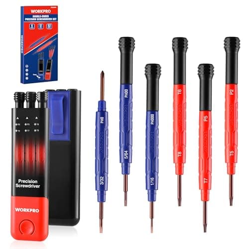 WORKPRO 6-Piece Precision Screwdriver Set, 12 Sizes Double-Ended Small Screwdrivers with Phillips, Slotted, Pentalobe and Torx Tips, Mini Screwdriver for Eyeglasses, Watches, Computers and Phones - Image 1