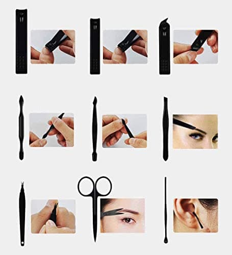 Nail Clippers Sets High Precisio Stainless Steel Nail Cutter Pedicure Kit Nail File Sharp Nail Scissors and Clipper Manicure Pedicure Kit Fingernails & Toenails with Portable Stylish case (Black) - Thumbnail 4