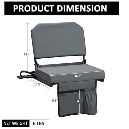 Dragosum Stadium Seats with Back Support Swivel, Bleacher Chairs with Shoulder Strap & Cup Holder, Upholstered Portable Folding Bleacher Seats - Thumbnail 3