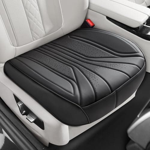 EQUIDEVDY 2 Pack Leather Bottom Car Seat Covers,Front Seat Covers for Cars,Driver Car Seat Cover,Luxury Faux Leather Seat Protectors,Full Wrap,Waterproof,for Most Vehicles,Sedan,SUV,Truck (Black)