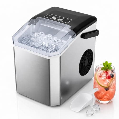 ELECVIVA Clear Bullet Ice Maker Countertop, 26Lbs/24H, 9 Cubes in 6 Min