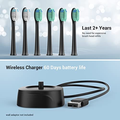 BAOVERI Sonic Electric Toothbrush for Adults and Kids - Wireless Rechargeable Toothbrush, 6 Brush Heads - 5 Brushing Modes with 3 Intensities - 42000 VPM Motor - Charge Lasts Up to 60 Days - Thumbnail 5