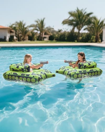 YTKIH Automatic Electric Water Gun with Pool Floats,Funny Inflatable Tank Pool Floaties for Pool Party,with Powerful Squirt Guns for Boys Girls Kids - Thumbnail 6