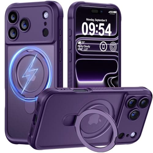 MOCCA Design for iPhone 17 Pro Max Case, Compatible with Magsafe [Premium Invisible Magnetic Ring Stand] [Military Drop Protection] Full Camera Guard Translucent Matte Slim Phone Cover,Deep Purple - Image 1