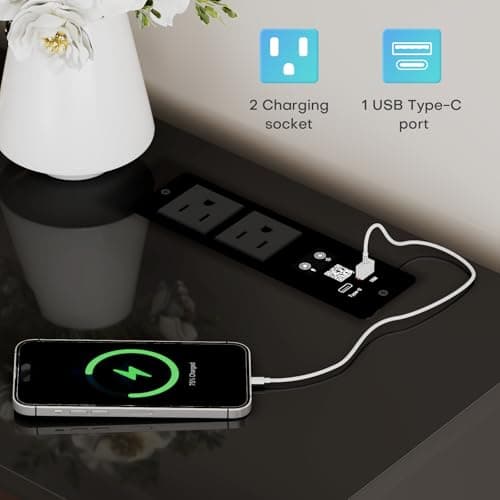 LVSOMT 63" High-Gloss Sideboard Buffet Cabinet with Storage, Large Coffee bar Cabinet with RGB Lights and Power Outlet, Modern Console with 4 Doors for Kitchen and Living Room, Black - Thumbnail 3