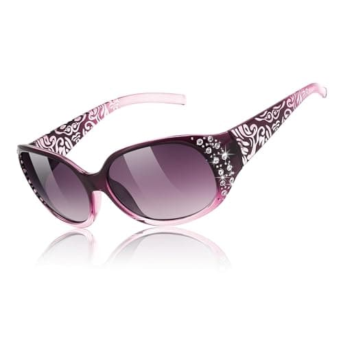 FEISEDY Women's Polarized Sunglasses Wrap Around Rhinestone Design Fashion Sunnies UV400 Protection B1091 Purple - Image 1