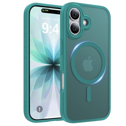 Shiiuou Magnetic for iPhone 17 Case, [Anti-Slip] [Military-Grade Drop Protection] [Camera Protection] Skin-Friendly Slim Translucent Shockproof Protective for iPhone 17 Phone Case, Peacock Green - Image 1