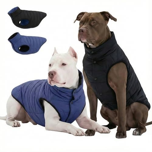 LovinPet Reversible Dog Puffer Coat for Medium & Large Dogs, Down‑Insulated Winter Jacket, Water‑Resistant & Wind‑Resistant, Anti‑Static, Dual-Sided Blue & Black for Cold Weather,XL - Image 1