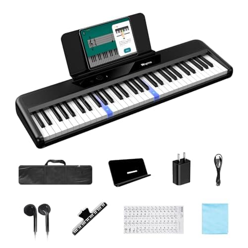 Rhymo 61 Keys Smart Keyboard, Lighted Up Keys Electric Piano Keyboard, Learning Keyboards Piano for Beginners with 29 Demo Songs, 128 Tones, 128 Rhythms, Built-in LED Lights & Apps, Speakers