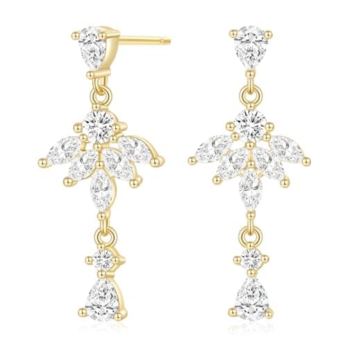 EAMTI Teardrop Delicate Earrings for Women Trendy Dangle Marquise Bridesmaid Sterling Silver Post Cubic Zirconia Statement Earrings - Image 1