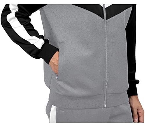Sun Lorence Track Suits for Men Sets with Full Zipper Sports Athletic Running Workout Sweat Suits Grey Small - Thumbnail 5