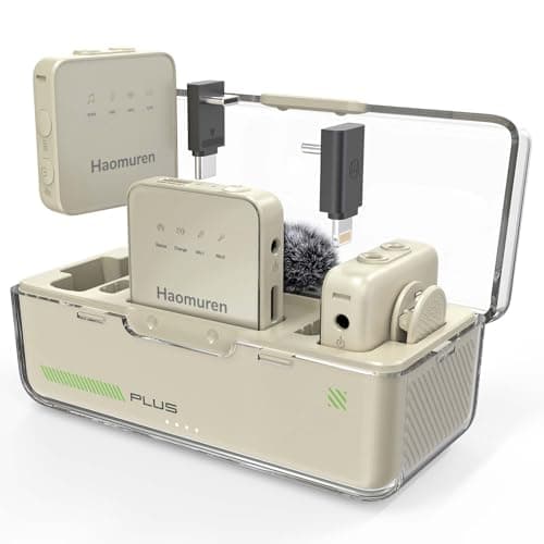 Haomuren Wireless Lavalier Microphone, Dual-TX Mini Lapel Mic for iPhone & Android, Noise Reduction, Compatible with iPad, Tablet & PC, Plug & Play for Camera Recording, Video & Vlog (White) - Image 1