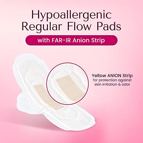 Hypoallergenic Regular Flow Pads with FAR-IR Anion Strip, Super Absorbent, Breathable, Vegan and Eco-Certified, Ultra Thin with Wings, Count 90 (Regular) - Thumbnail 3
