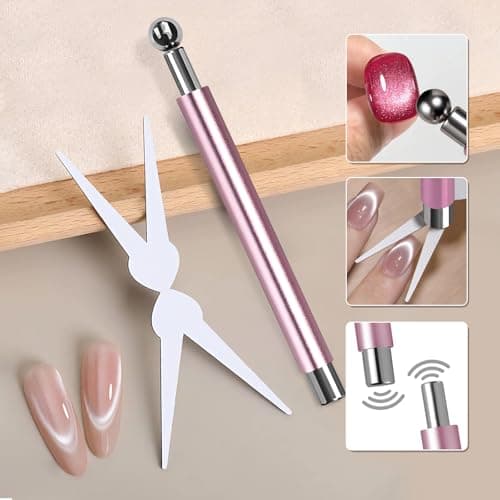 EBANKU 5PCS Cat Eye Magnet Set, Black Bead-Attracting Nail Magnet Pen & 3 in 1 Nail Magnet, Heart French Cat Eye Magnet for Nail Art Design Home DIY - Thumbnail 6