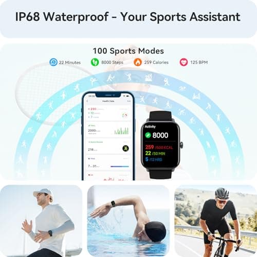 Smart Watch for Men Android & iPhone, Alexa Built-in, 1.8" Touch Screen Fitness Tracker, IP68 Waterproof Heart Rate/Sleep/SpO2 Monitor, Watches with Answer/Make Calls, Pedometer, 100+ Sport Modes - Thumbnail 4