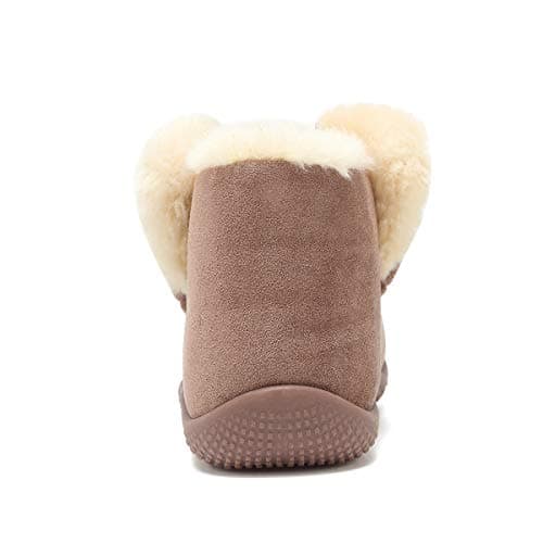 KEESKY Boots for Toddler Boy Size 4.5 Chestnut Suede Fur Lined Winter Warm Kids Footwear Shoes - Thumbnail 6