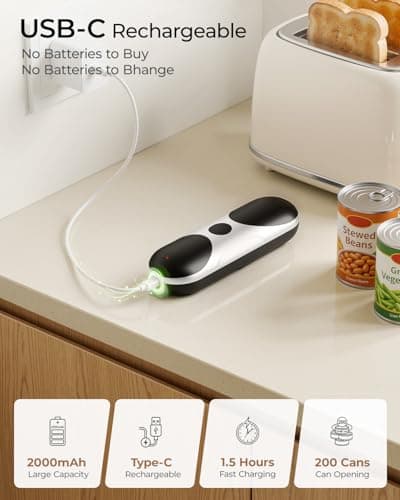 Electric Can Opener, One-Touch Automatic Can Opener, USB Rechargeable Electric Can Opener for Seniors with Arthritis- Cordless Battery Powered, Side Cut, Smooth Edge, Handsfree, for Any Size Cans - Thumbnail 3