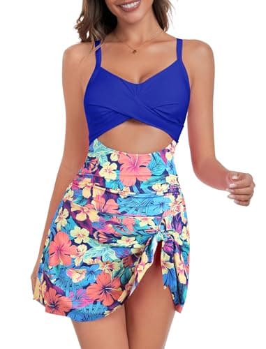 ZAFUL Women One Piece Swimsuit Modest Tummy Control Bathing Suit Over 50 Swim Dress Swimwear Push Up V Neck Swim Suits 2025 Red XL - Image 1