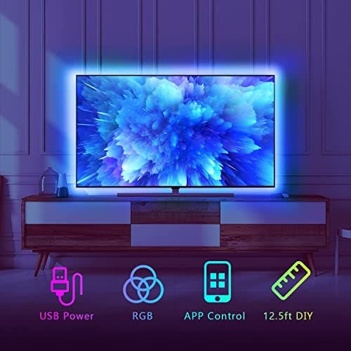 Dalattin LED Backlight, 16.4ft RGB USB Led Lights for 65-80 Inch TVs, Music Sync Bluetooth with Remote Control, Ambient Behind TV Led Lighting - Thumbnail 3