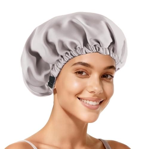 Zixsavk Adjustable Double Layer Silk-Satin Hair Bonnet for Women - Sleep Hair Protector Ideal for Natural Curly Hair, Anti-Frizz & Moisture Retention (Gray,Large) - Image 1