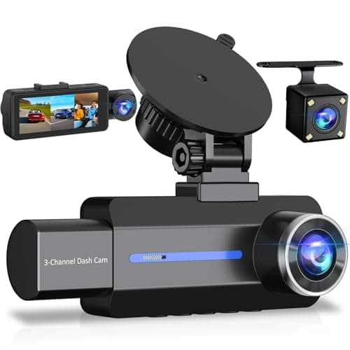 BAEASU Dash Cam Front and Rear 2.5K/1440P, 3 Channel Dash Camera for Cars Dash Cam Front Rear and Inside with 32GB Card, 3.16" IPS Screen, G-Sensor, Loop Recording, Night Vision, Parking Mode - Image 1