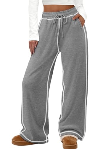 ATHMILE Straight Leg Sweatpants for Women Track Pants Wide Drawstring Teen Girl Fall Jogging Lounge Athletic Pajama Joggers - Image 1